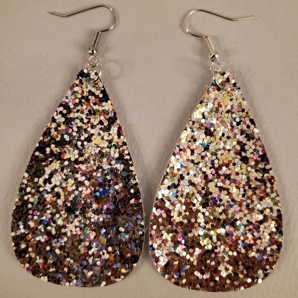 Large sparkle handmade glitter earrings - Picture 2 of 4